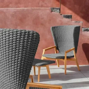 Knit High Back Lounge Armchair - Image 9