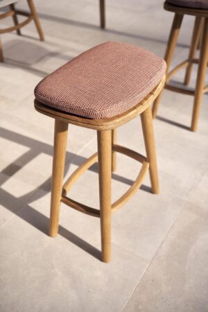 Solid Teak Bar Stool with Back - Image 8