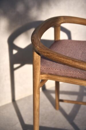 Solid Teak Bar Stool with Back - Image 16