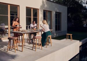 Solid Teak Bar Stool with Back - Image 3