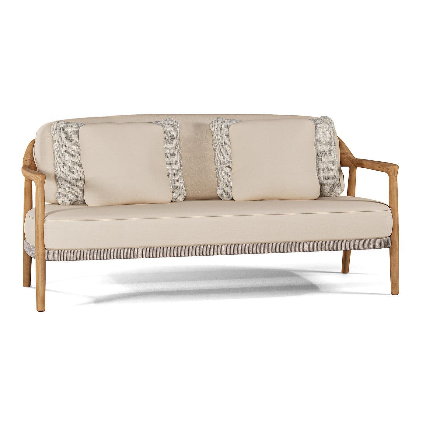 outdoor-2-seater-sofa-yiko-with-piping-teak-natural-twisted-chalk Yiko 2-Seater Sofa with Piping - Image 1